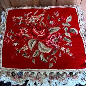 Vintage Needlepoint Cross-stitch Pillowcase 16" x 14"